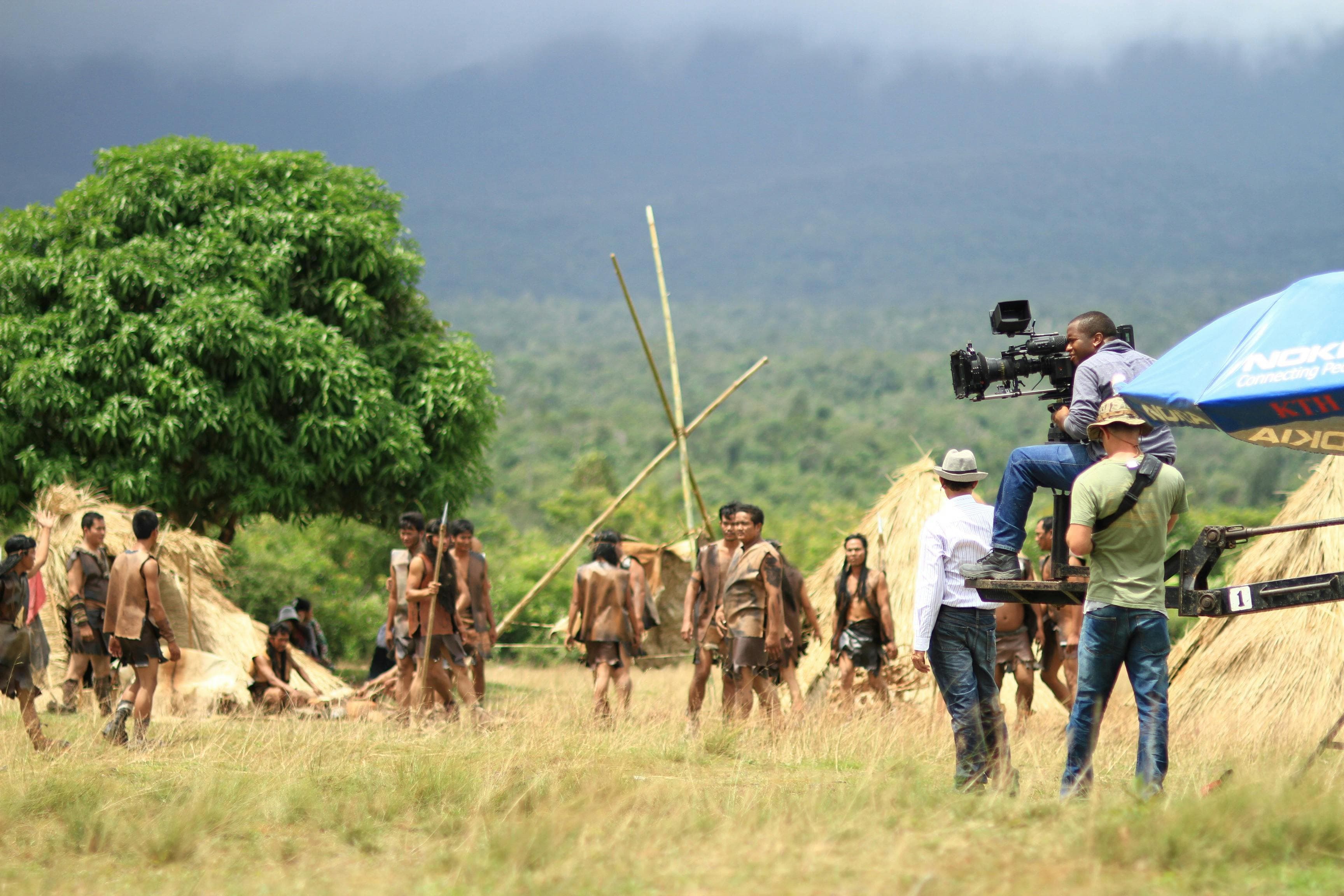 A film production crew on set